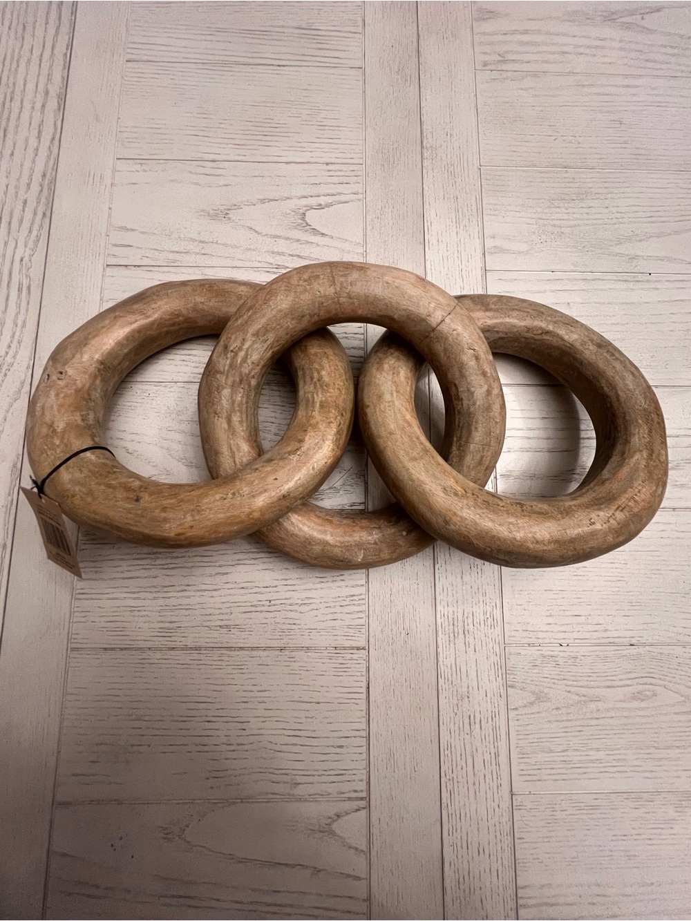 Creative Co-Op Natural Mango Wood Decorative Chain Rings